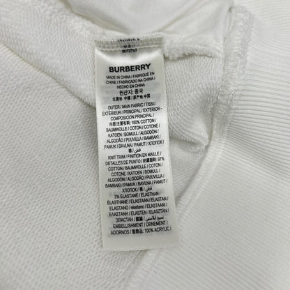 BURBERRY White Raynerbridge EKD Logo Cotton Hoodie Size L