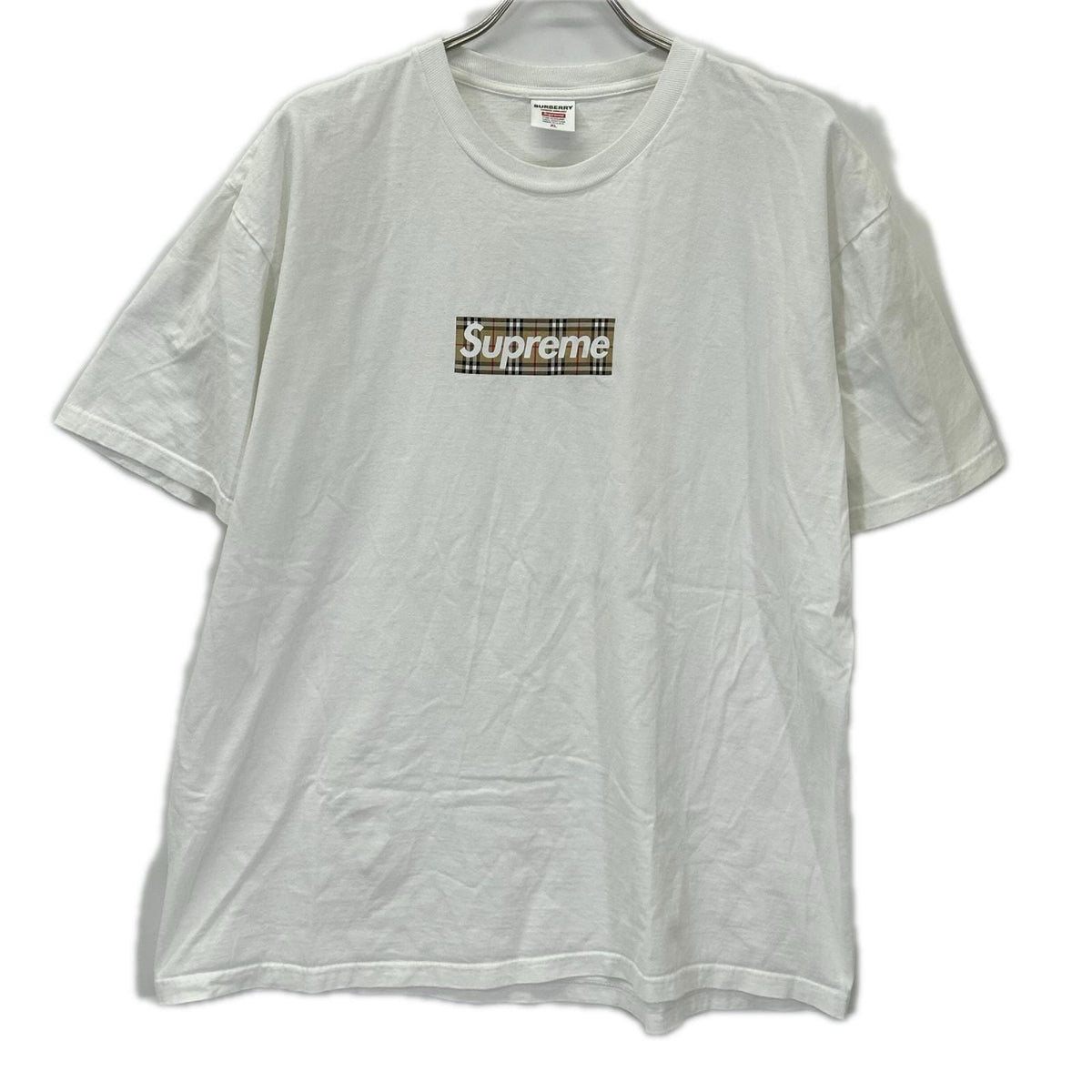 Box Logo Tee x BURBERRY x Supreme Box Logo T-Shirt White Size XL