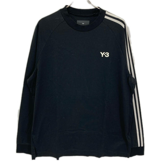 Y-3 Black Three-Stripe Cotton Long Sleeve T-Shirt Size M