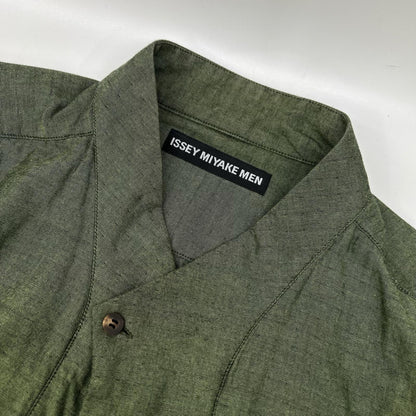 ISSEY MIYAKE MEN 16SS Collarless Shirt Green Size 3