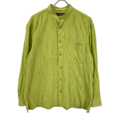 ISSEY MIYAKE MEN 16SS Wrinkled Collarless Shirt Green Size 3