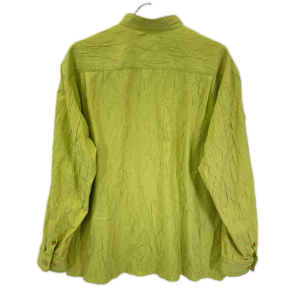 ISSEY MIYAKE MEN 16SS Wrinkled Collarless Shirt Green Size 3