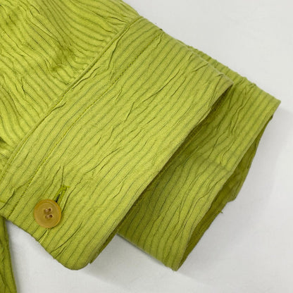 ISSEY MIYAKE MEN 16SS Wrinkled Collarless Shirt Green Size 3