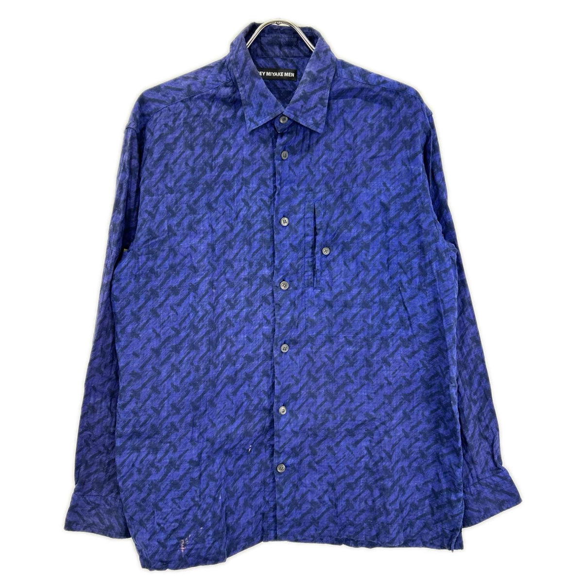 ISSEY MIYAKE MEN 13AW Blue All-Over Cotton Shirt Size 3