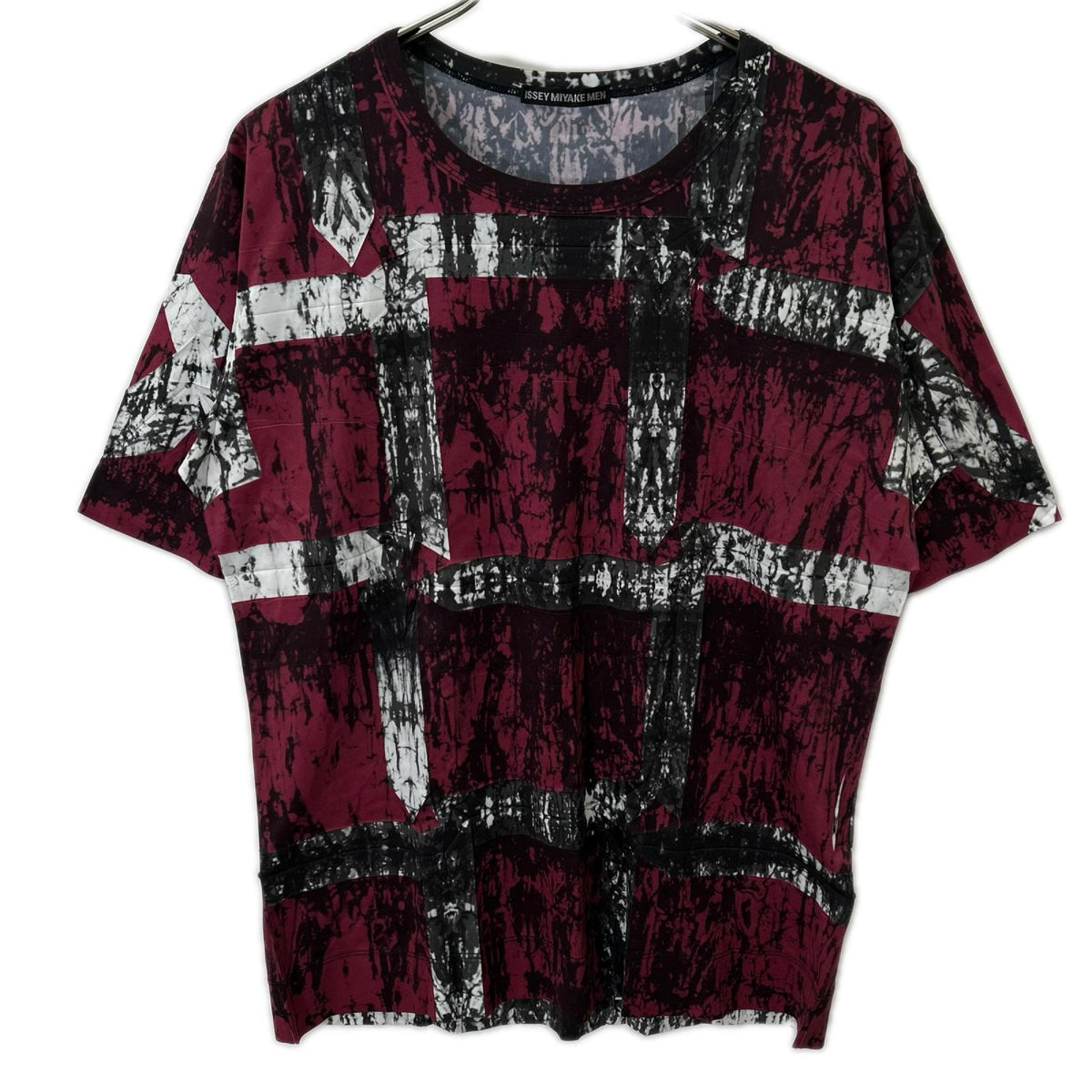 SS ME x ISSEY MIYAKE MEN 14SS Wrinkle T-Shirt Red/Gray Size 3