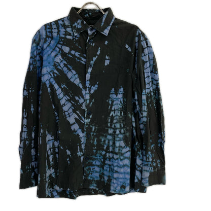 ISSEY MIYAKE MEN Black Blue Tie-Dye Pattern Shirt Size 3
