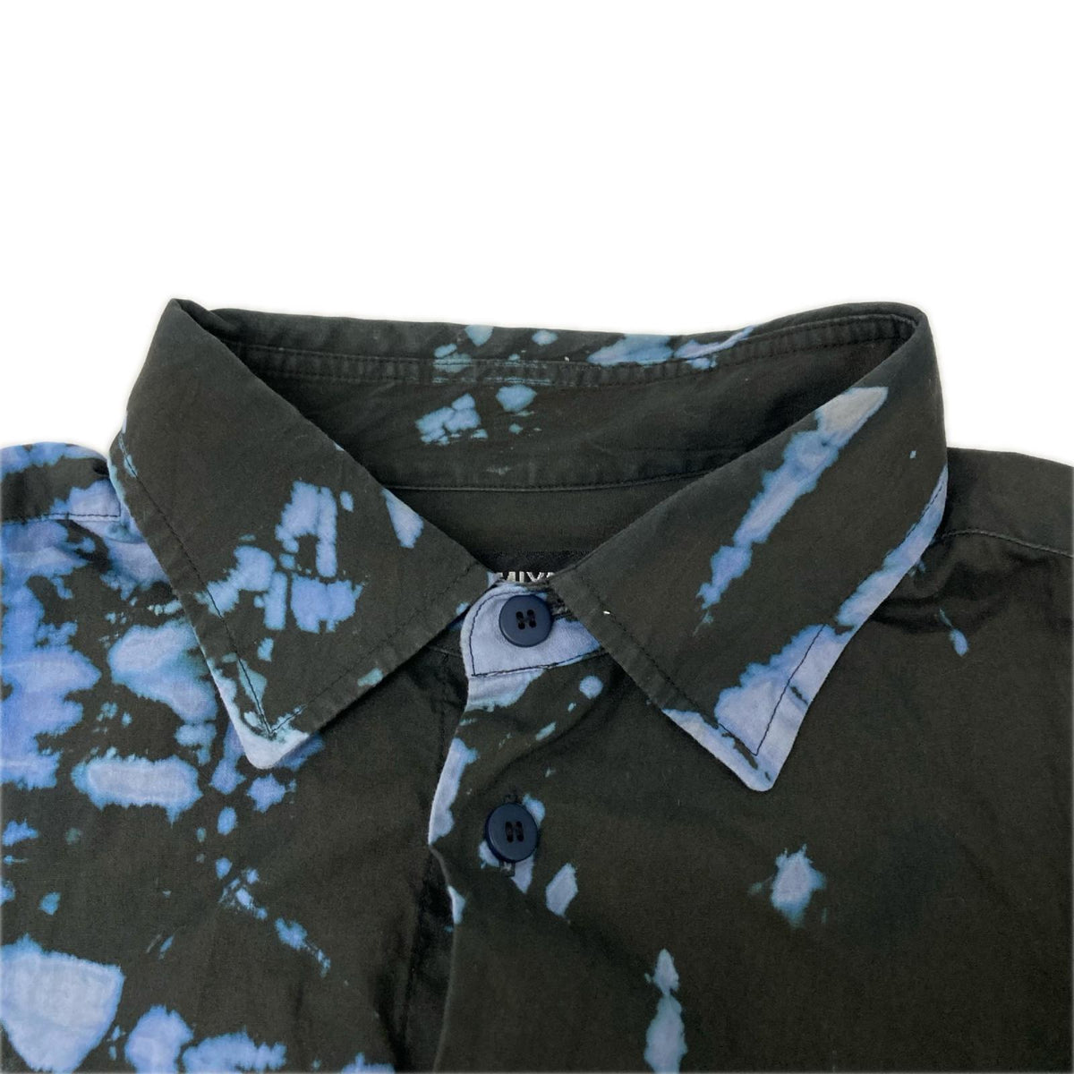 ISSEY MIYAKE MEN Black Blue Tie-Dye Pattern Shirt Size 3