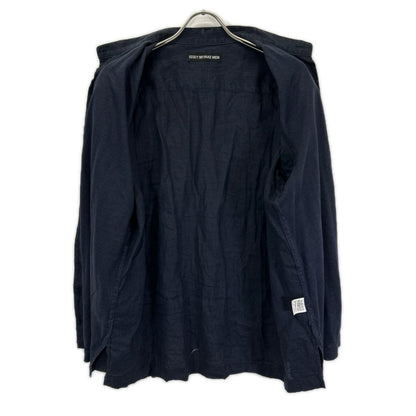ISSEY MIYAKE MEN Navy Linen Band Collar Shirt Size 3