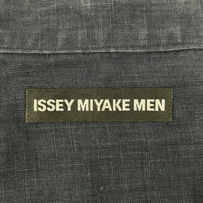 ISSEY MIYAKE MEN Navy Linen Band Collar Shirt Size 3