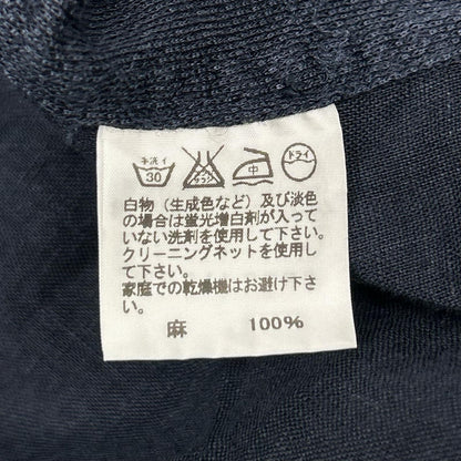 ISSEY MIYAKE MEN Navy Linen Band Collar Shirt Size 3