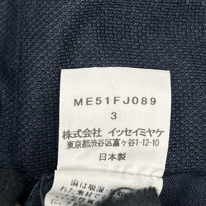 ISSEY MIYAKE MEN Navy Linen Band Collar Shirt Size 3