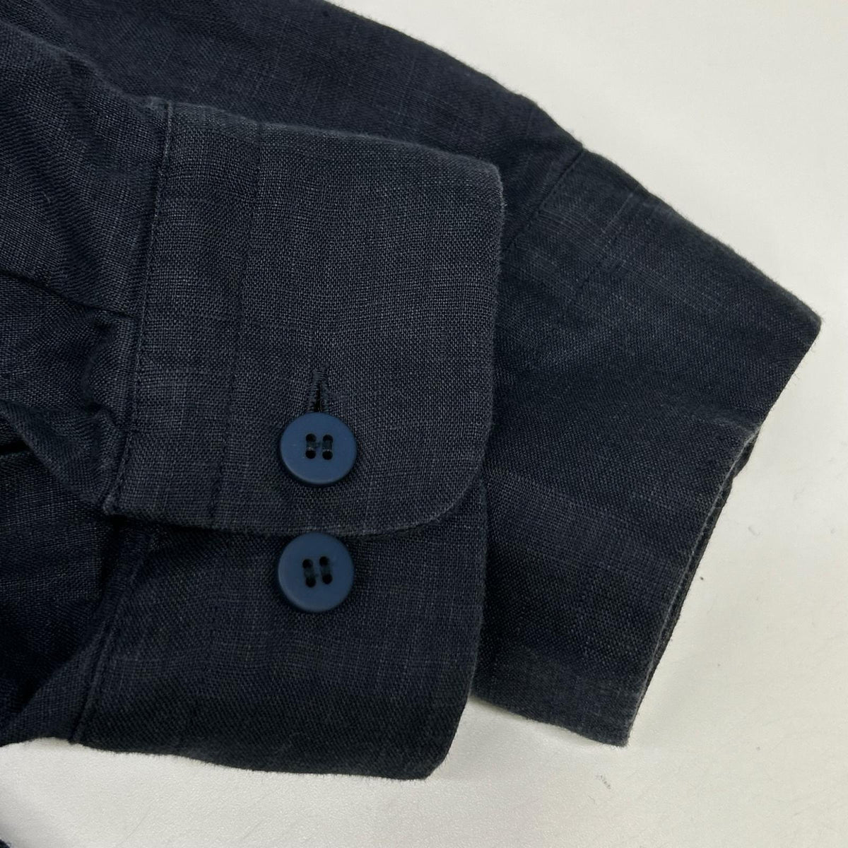 ISSEY MIYAKE MEN Navy Linen Band Collar Shirt Size 3