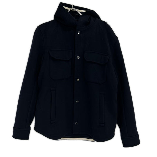 EMPORIOARMANI Navy Hooded Wool Shirt Jacket Size 52