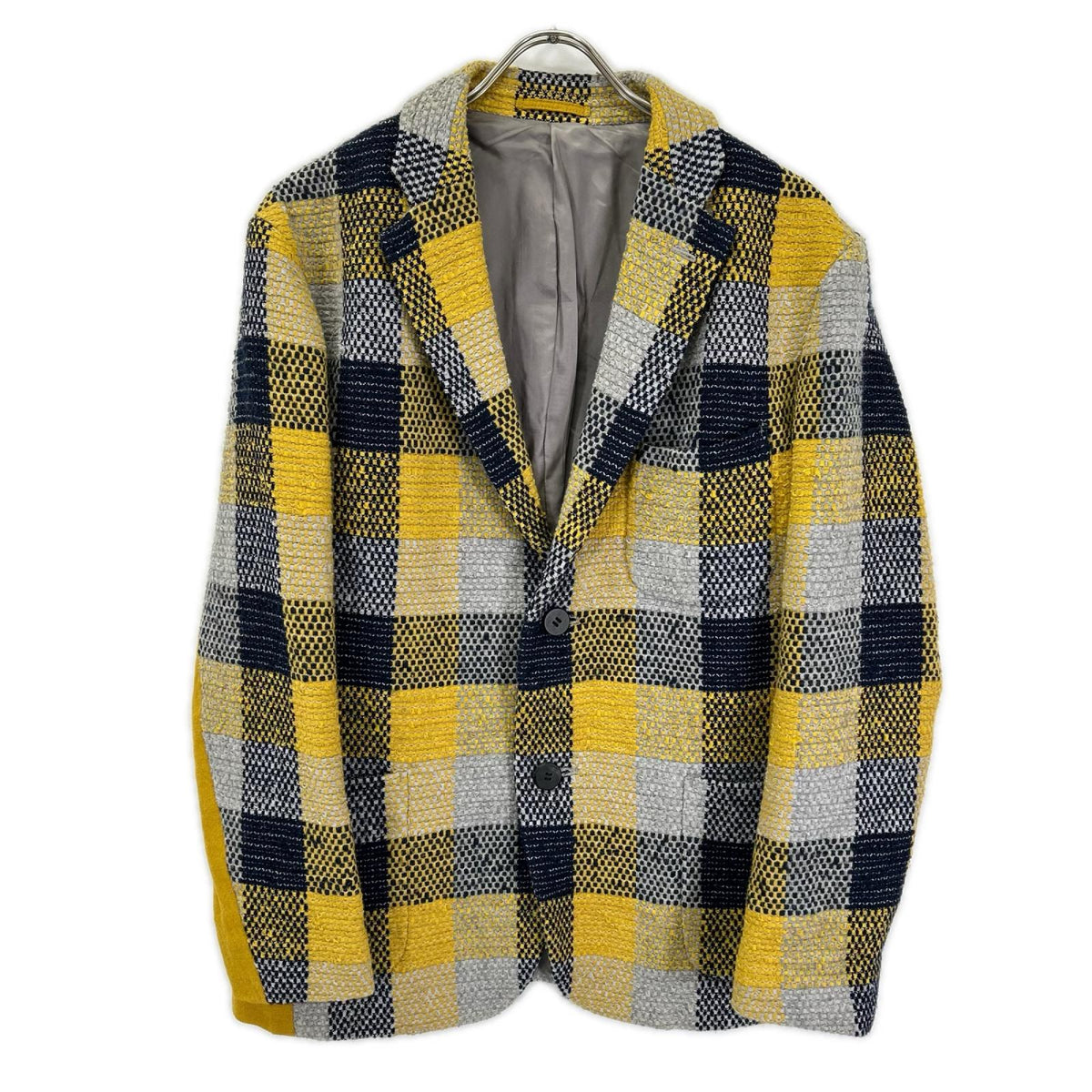 ISSEY MIYAKE MEN Sashiko Check 2B Blazer Yellow/Navy Size 2