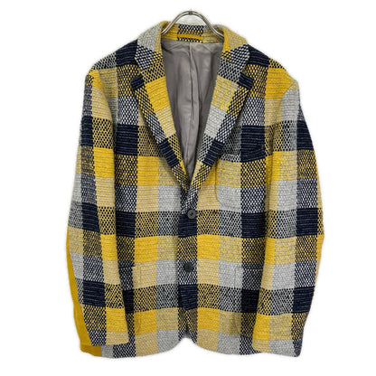 ISSEY MIYAKE MEN Sashiko Check 2B Blazer Yellow/Navy Size 2