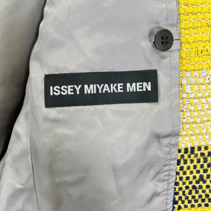 ISSEY MIYAKE MEN Sashiko Check 2B Blazer Yellow/Navy Size 2