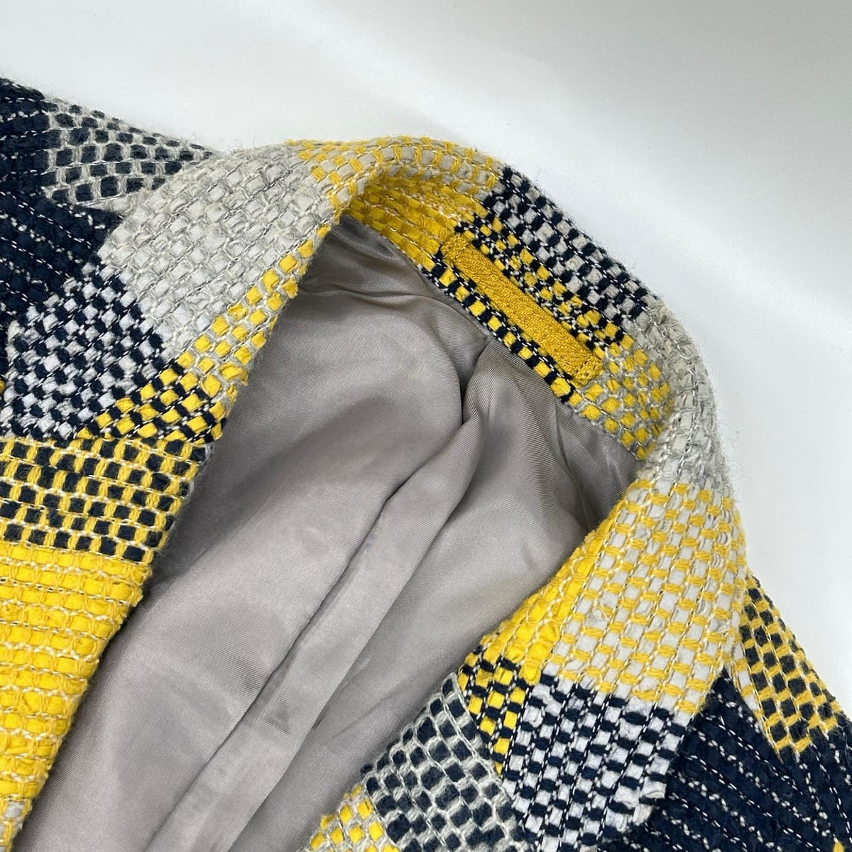 ISSEY MIYAKE MEN Sashiko Check 2B Blazer Yellow/Navy Size 2