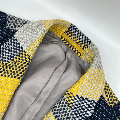 ISSEY MIYAKE MEN Sashiko Check 2B Blazer Yellow/Navy Size 2
