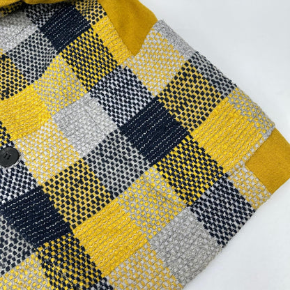 ISSEY MIYAKE MEN Sashiko Check 2B Blazer Yellow/Navy Size 2