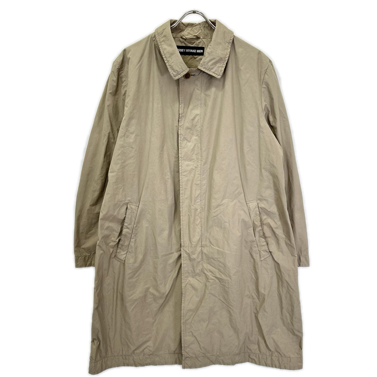 ISSEY MIYAKE MEN 12SS Beige Polyester Balmacaan Coat Size 2