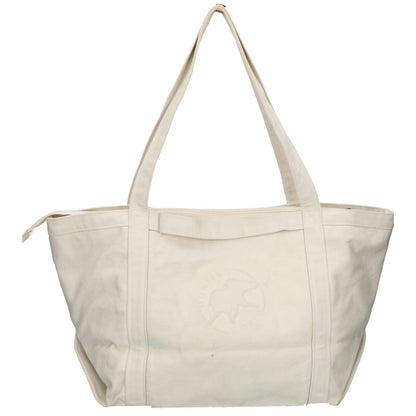 HUNTING WORLD Canvas Embossed Logo Patch Tote Bag White