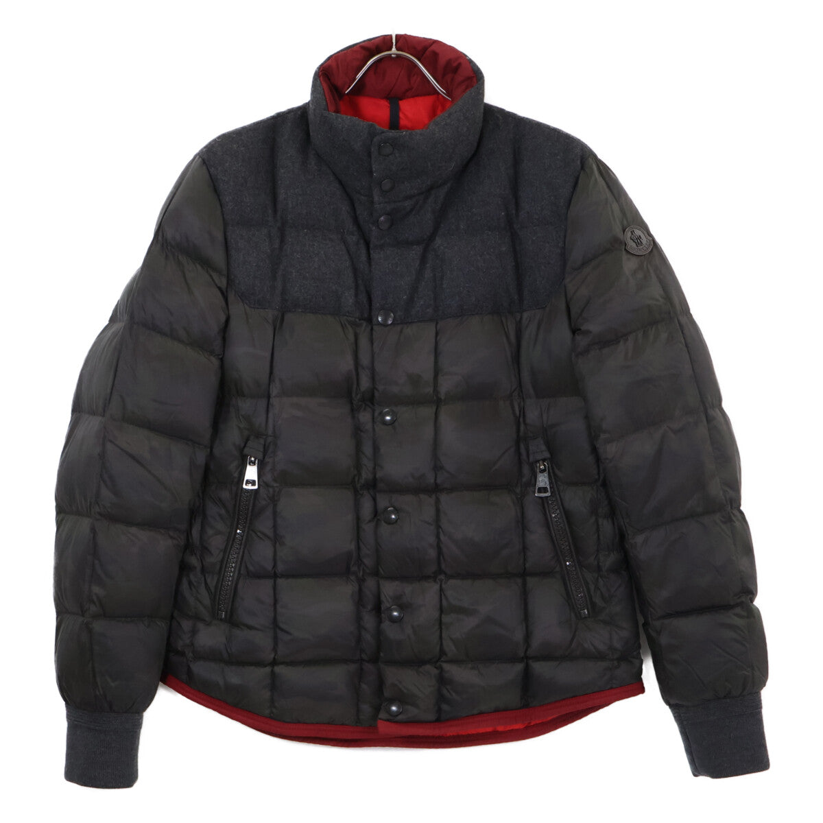 MONCLER Lumiere Camo Wool Panel Down Jacket Gray Size 2