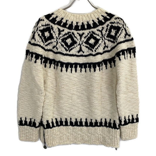 MONCLER MAGLIONE Wool Side Zip Knit White/Black Size S