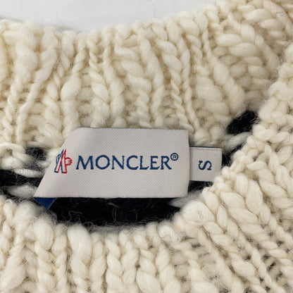 MONCLER MAGLIONE Wool Side Zip Knit White/Black Size S