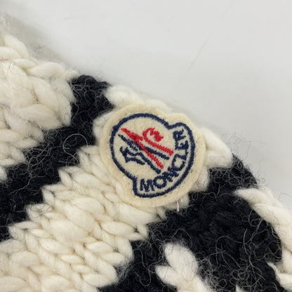 MONCLER MAGLIONE Wool Side Zip Knit White/Black Size S
