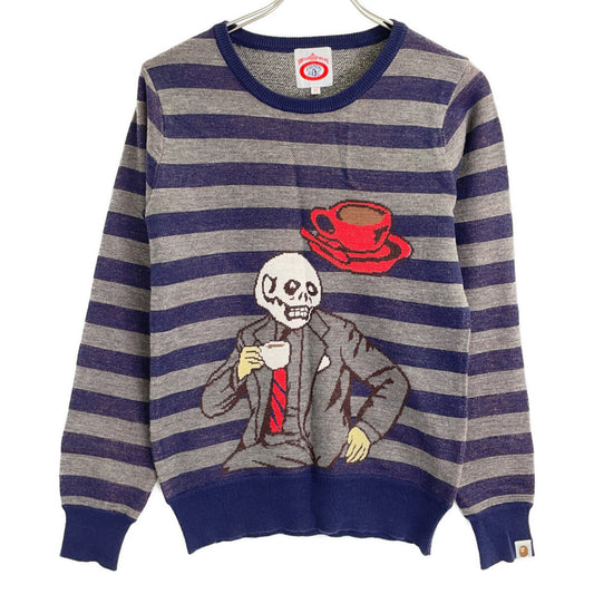 A BATHING APE Striped BAPEcafe Skull Sweater Size XS