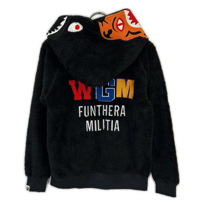 A BATHING APE Black BOA TIGER SHARK Full Zip Hoodie Size S