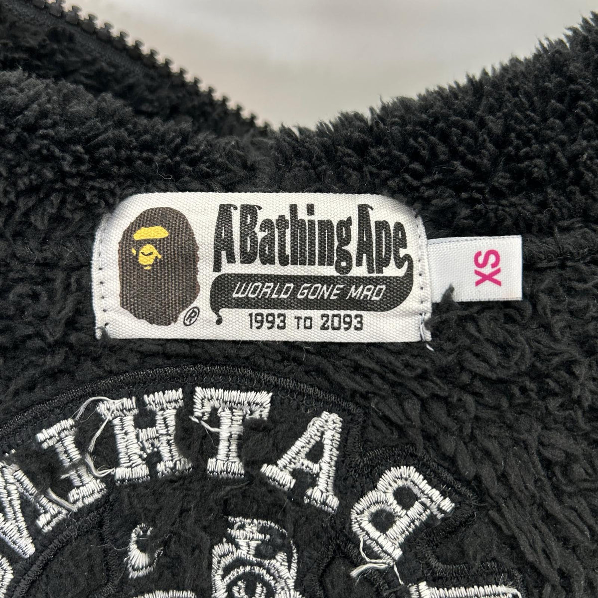A BATHING APE Black BOA TIGER SHARK Full Zip Hoodie Size S