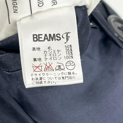 BEAMS F Cashmere Blend Bal Collar Coat Navy Size 34