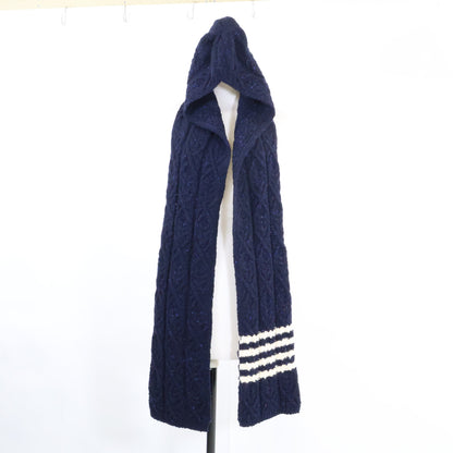 THOM BROWNE Hooded Wool Cable Knit Navy