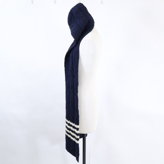 THOM BROWNE Hooded Wool Cable Knit Navy