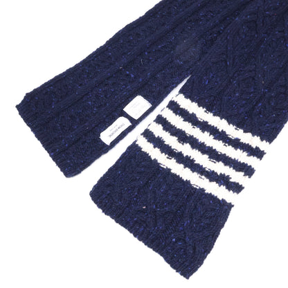 THOM BROWNE Hooded Wool Cable Knit Navy
