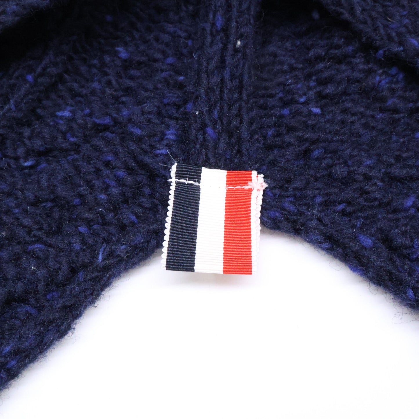 THOM BROWNE Hooded Wool Cable Knit Navy