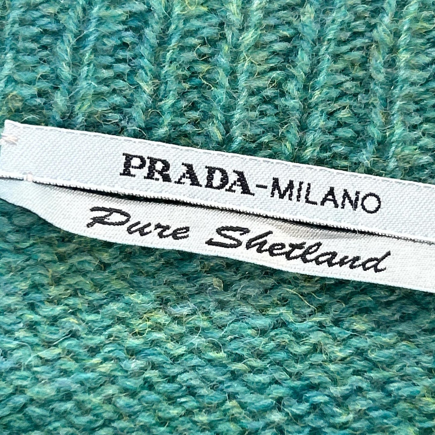 PRADA 16SS Rabbit Pattern Wool Sweater Blue-Green Size 46
