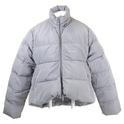 BALENCIAGA Hooded Nylon Down Jacket Gray Size 44