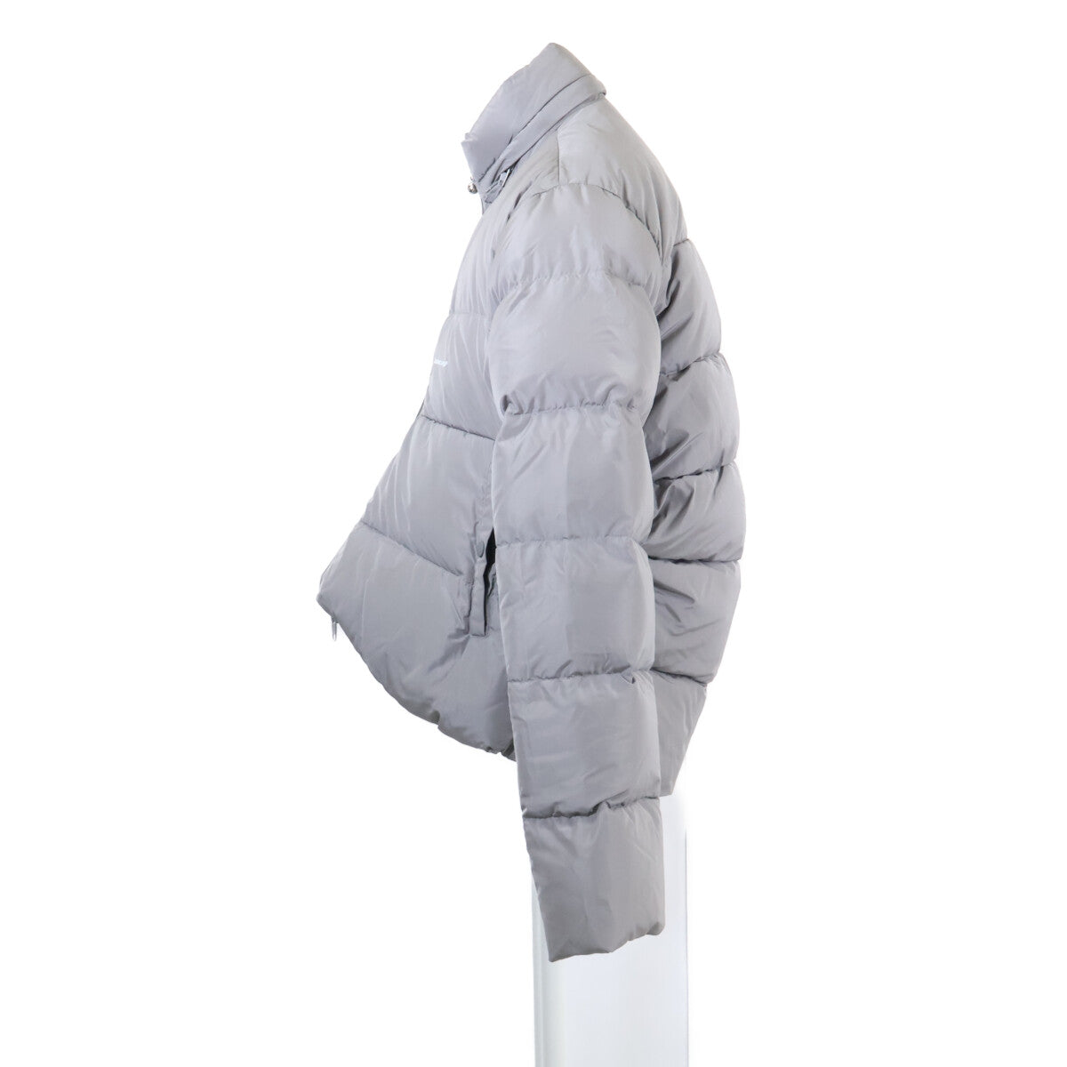 BALENCIAGA Hooded Nylon Down Jacket Gray Size 44