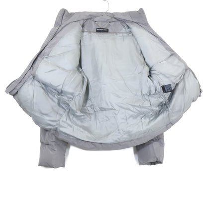 BALENCIAGA Hooded Nylon Down Jacket Gray Size 44