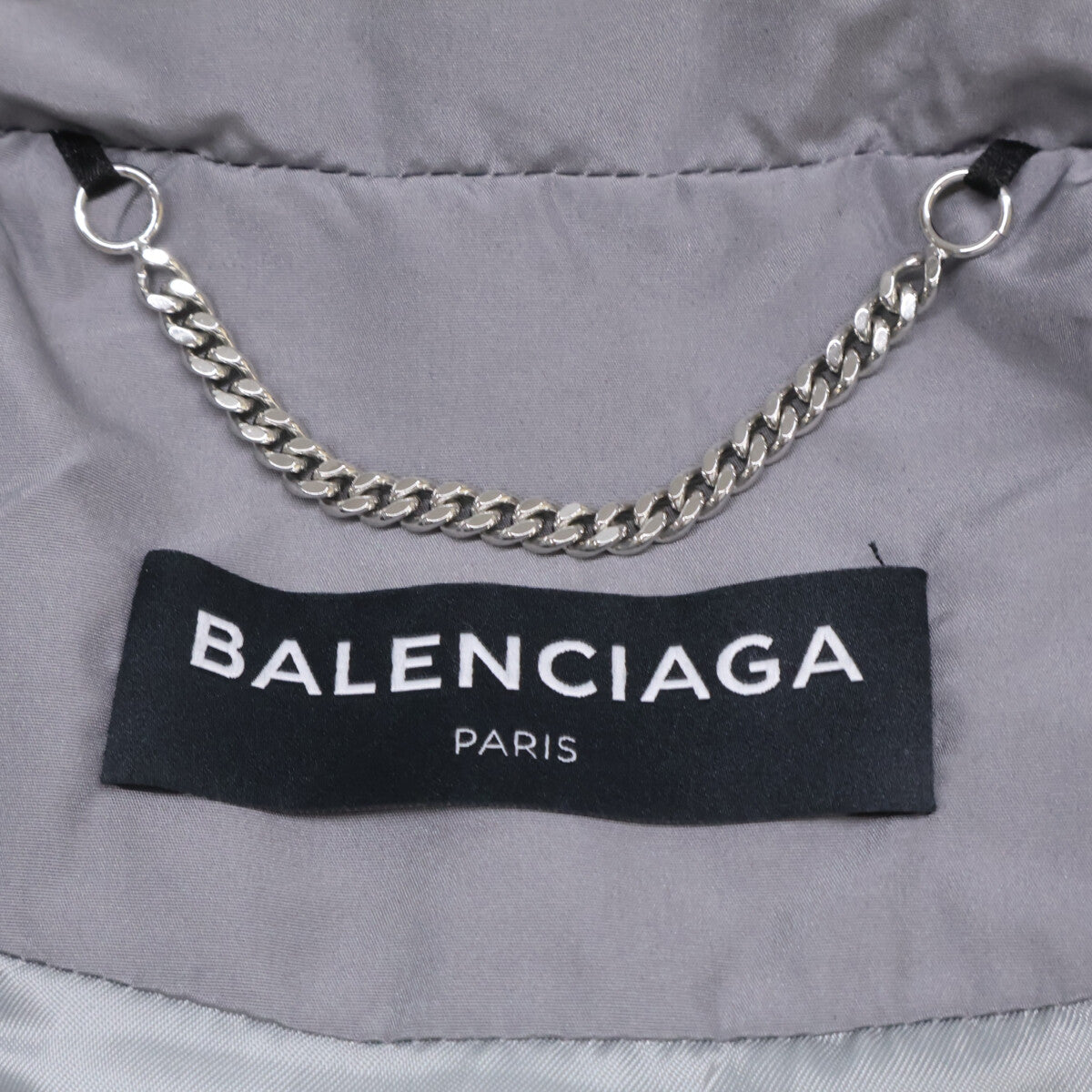 BALENCIAGA Hooded Nylon Down Jacket Gray Size 44