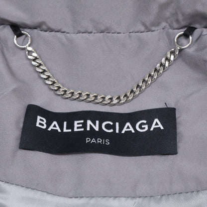 BALENCIAGA Hooded Nylon Down Jacket Gray Size 44