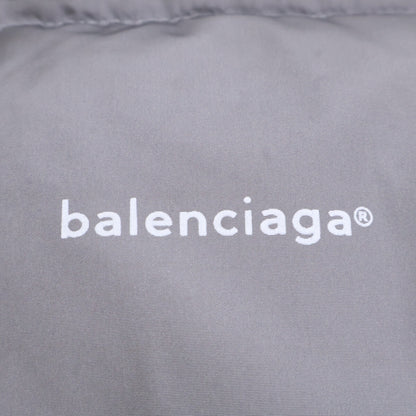 BALENCIAGA Hooded Nylon Down Jacket Gray Size 44