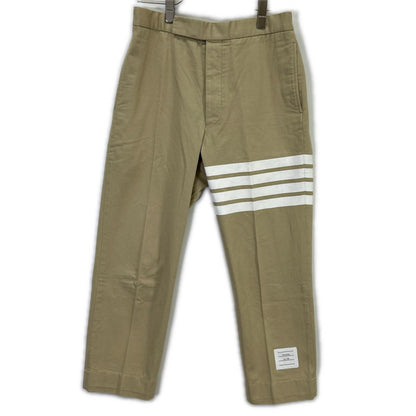 THOM BROWNE 4BAR Stripe Chino Trousers Beige Size 0