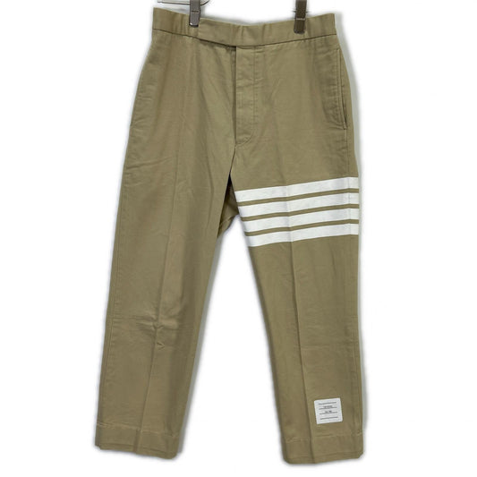 THOM BROWNE 4BAR Stripe Chino Trousers Beige Size 0
