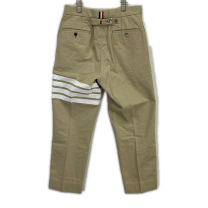 THOM BROWNE 4BAR Stripe Chino Trousers Beige Size 0