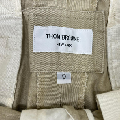 THOM BROWNE 4BAR Stripe Chino Trousers Beige Size 0