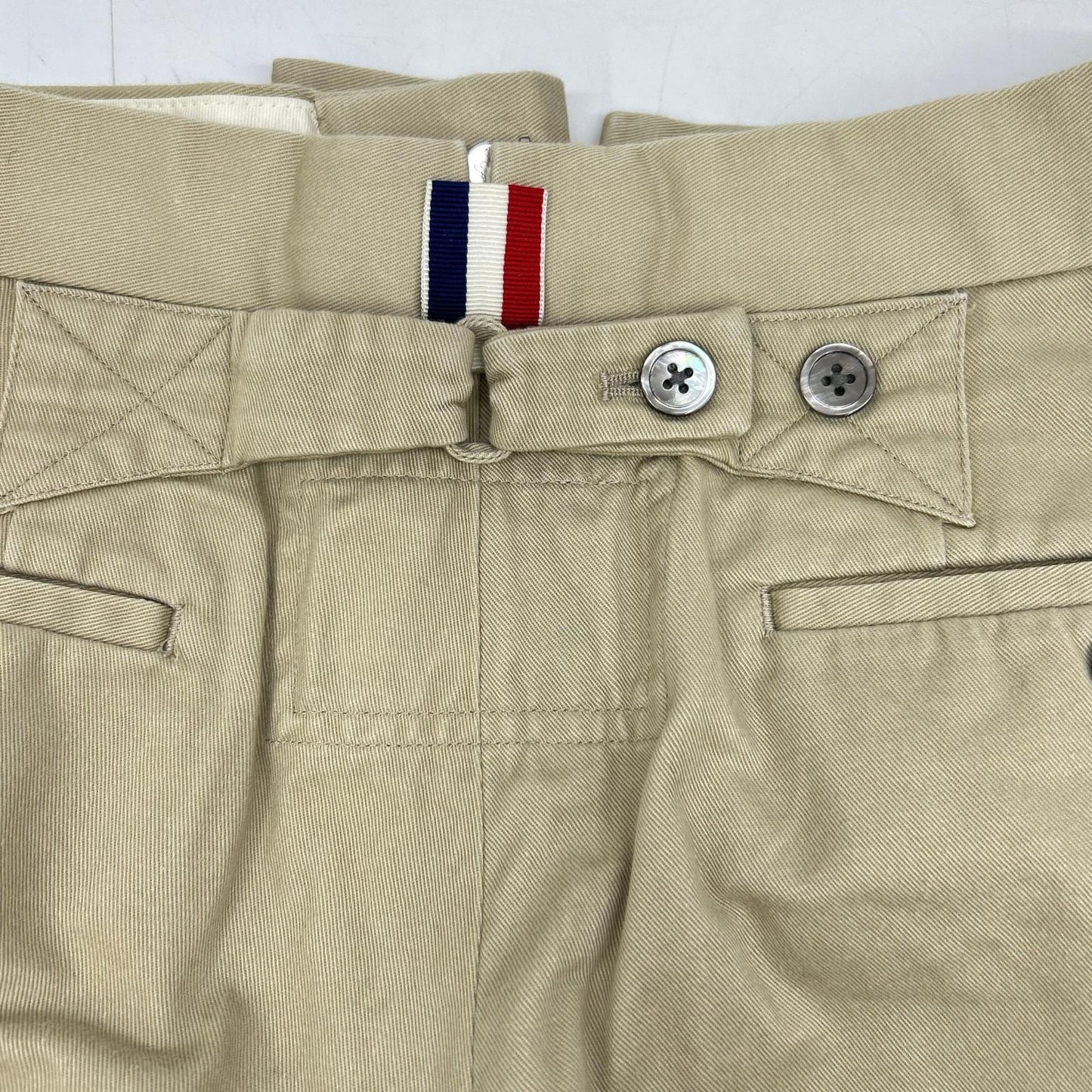 THOM BROWNE 4BAR Stripe Chino Trousers Beige Size 0