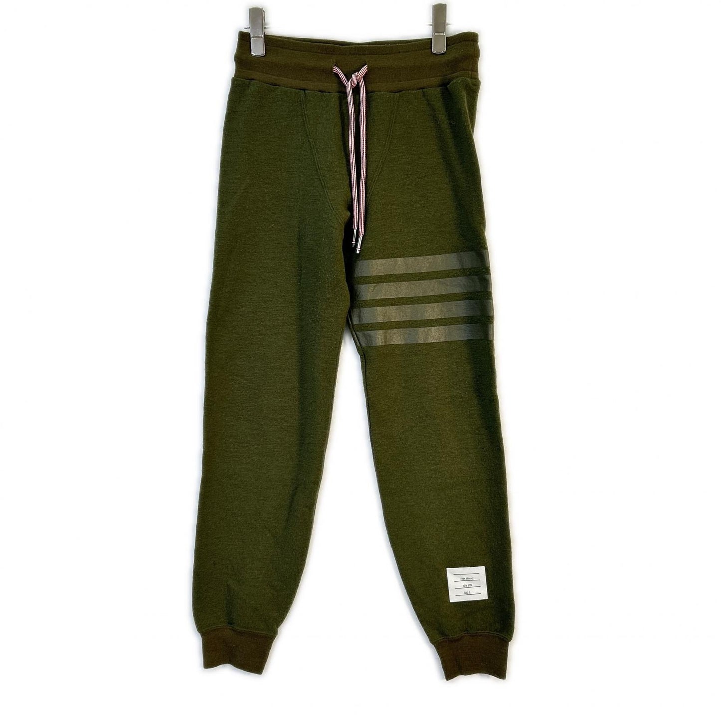 THOM BROWNE Green 4BAR Wool Sweatpants Size 0